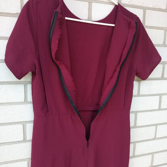 Amish Mennonite Cape Dress 37" B 29.75" W Handmade Modest Burgundy Lightweight - Picture 8 of 8